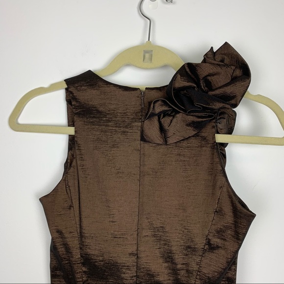 Vintage Cache Brown Shimmer Bodycon Evening Formal Mini Dress - Picture 12 of 17